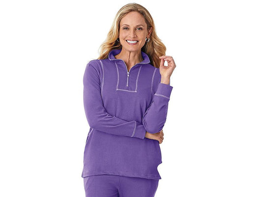 Purple French Terry Knit Sweatshirt PSW-6558