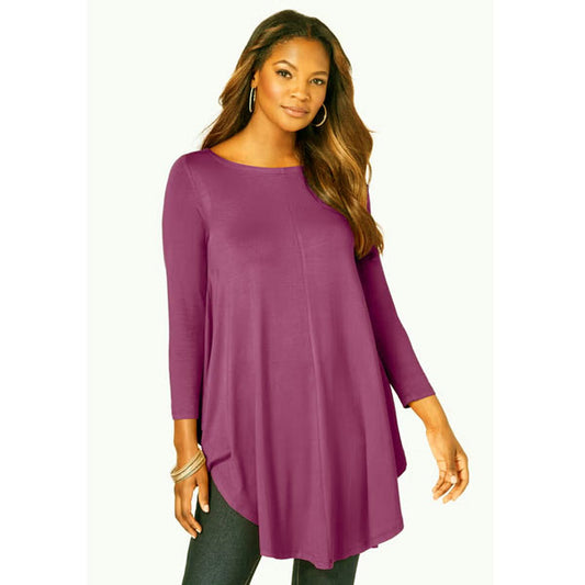 Purple Magenta Boatneck Ultra Drape Swing Tunic PSW-9099