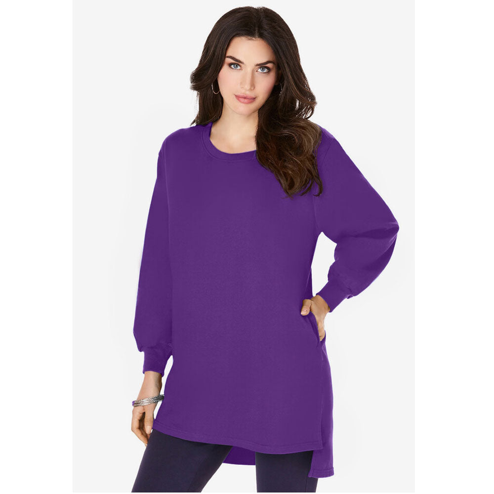 Purple Orchid Blouson Sleeve High-Low Sweatshirt PSW-8673