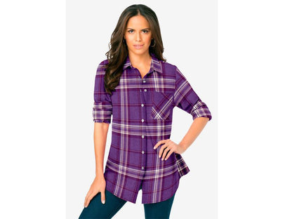 Purple Plaid Flannel Shirt PSW-7546