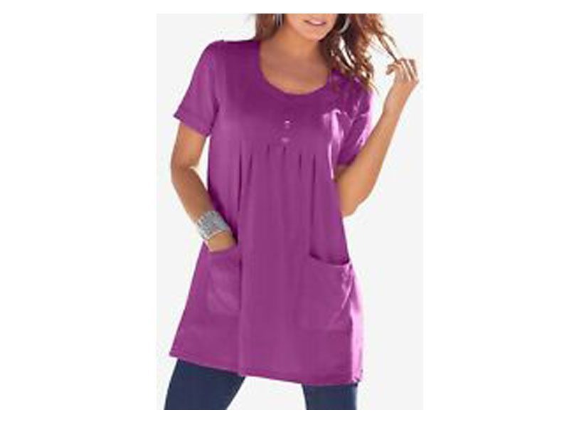 Magenta Plus Size Women Two Pocket Soft Knit Tunic PSW-4785