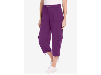 Purple Pull-ON Knit Cargo Capri PSW-5802