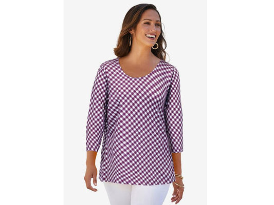 Purple Tulip Bias Mini Gingham Scoop Neck Tee PSW-6909