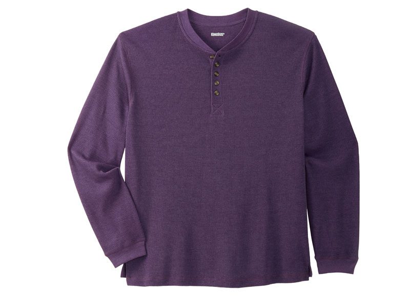 Purple Waffle Knit Thermal Henley T-Shirt PSM-4179