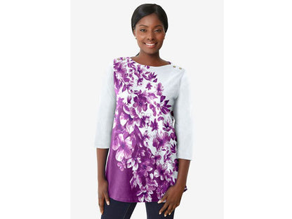 Purple Watercolor Floral Boatneck Tunic PSW-6915