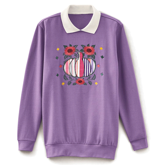 Purple Embroidered Fleece Top PSW-9114