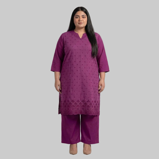 Purple Chikankari Lawn Co-Ord Set