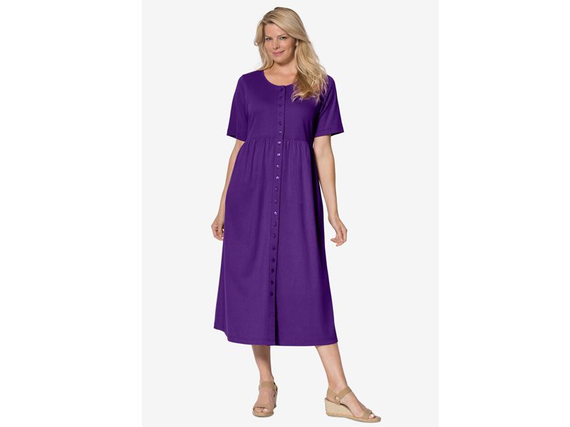 Radiant Purple Button Front Essential Dress PSW-7569