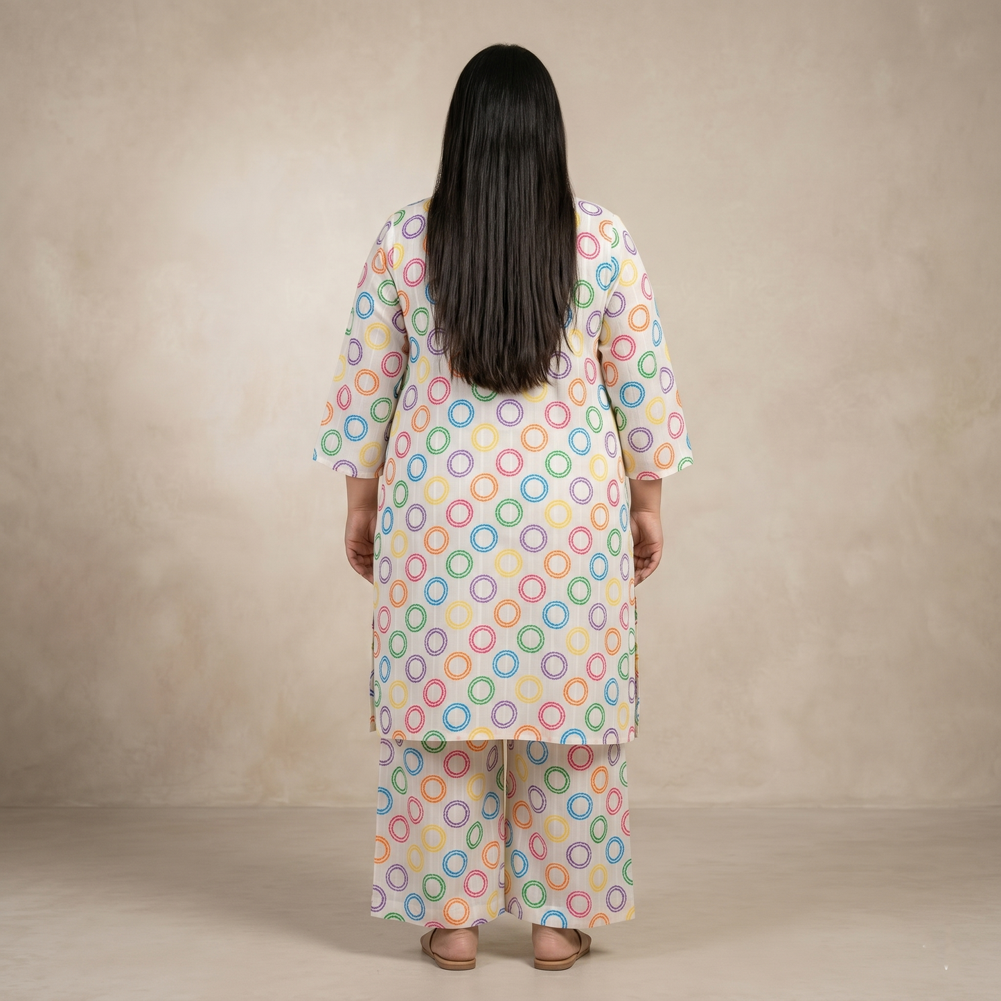 Rainbow Rings Printed Lawn Co-ord Set PSW-11117