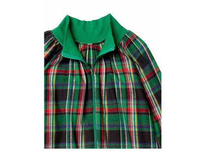 Random Color Plaid Plus Size Women Flannel Zip Gown PSW-6457