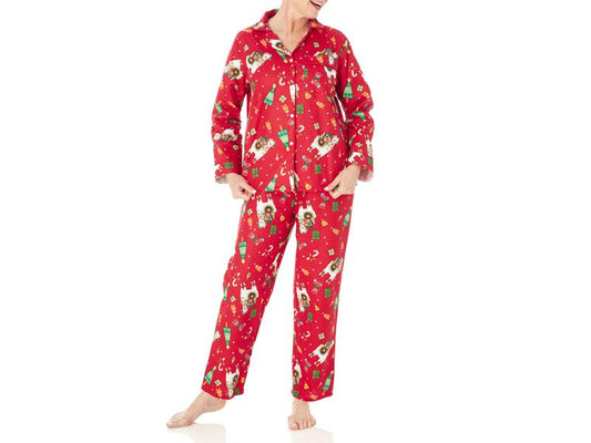 Random Color Plussize Women Flannel Pajama Set PSW-6858