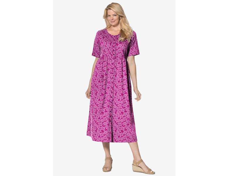 Raspberry Pretty Blossom Button Front Essential Dress PSW-7349