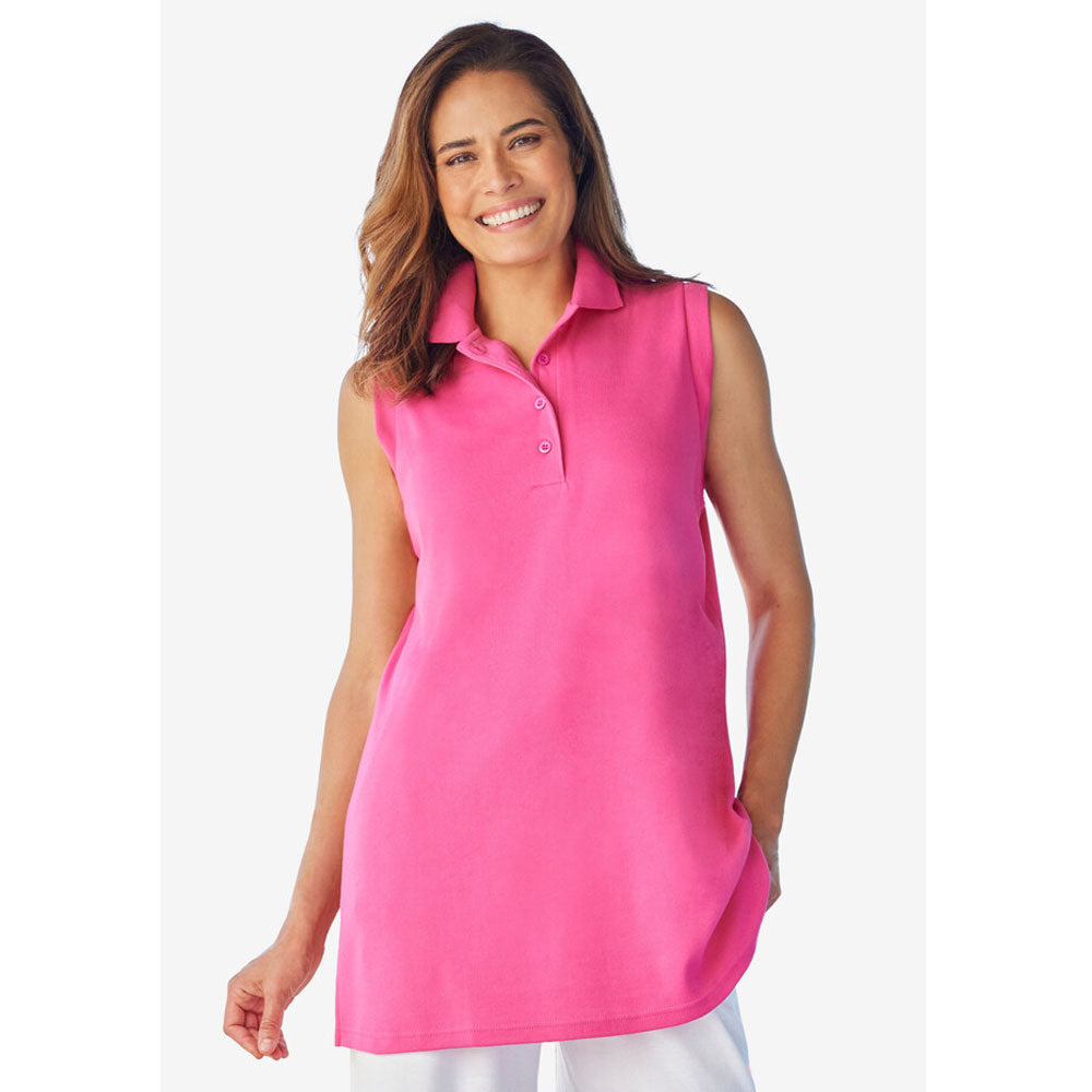 Raspberry Sorbet Sleeveless Polo Tunic PSW-8158