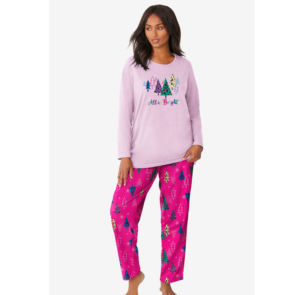 Raspberry Sorbet Tree Long Sleeve Knit PJ Set PSW-8953