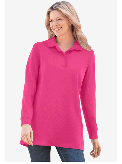 Raspberry Sorbet Long-Sleeve Polo Shirt PSW-9000