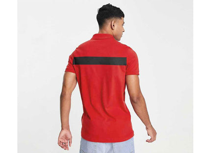 Red Back Black Striped Polo Shirt PSM-6986