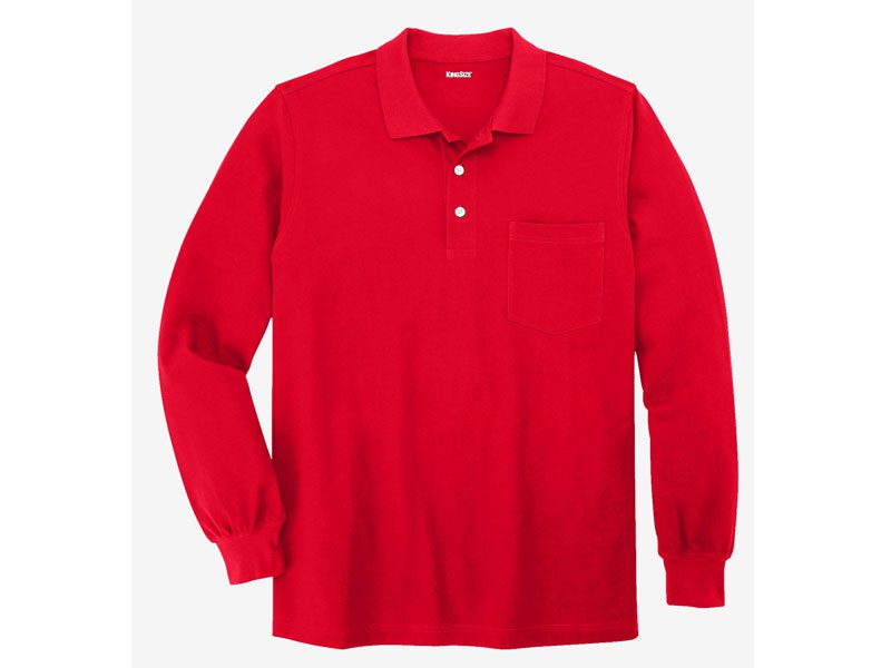 Red Big & Tall Long Sleeve Pique Polo Shirt PSM-3917