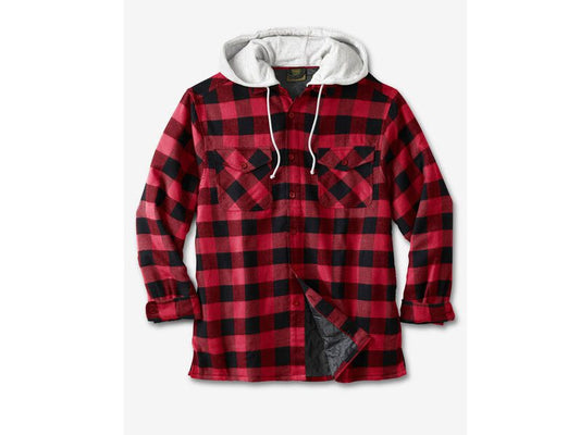 Red Buffalo Plaid Removeable Hood Shirt Jacket PSM-6629