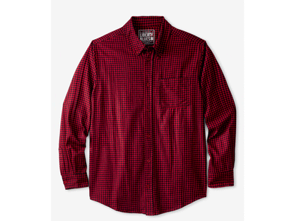Red check plaid holiday flannel shirt with button-down collar in Big & Tall fit