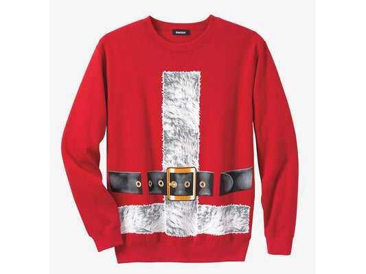 Red Festive Fleece Big & Tall Crewneck Sweatshirt PSM-3889