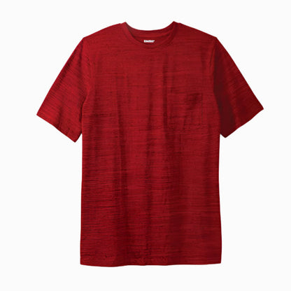 Plus-size Shrink-Less™ crewneck t-shirt with a relaxed fit, taped neck seams, and durable cotton fabric that won’t shrink in the dryer.
