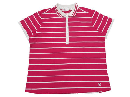 Red pink Striped Polo Blouse for Women PSW-4447