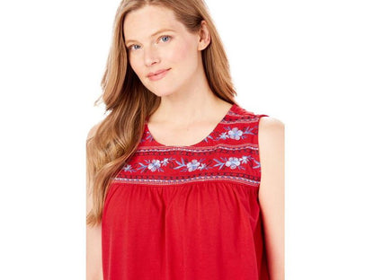 Plus Size Women Embroidered Crewneck Tank PSW-4645