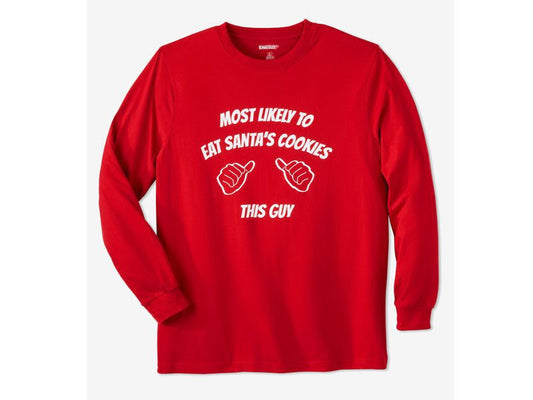 Red Santa Cookies Long Sleeve Graphic T-Shirt PSM-7616