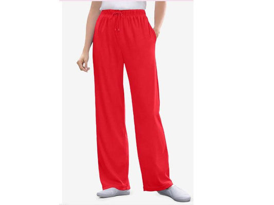 Red Sport Knit Straight Leg Pant PSW-4619