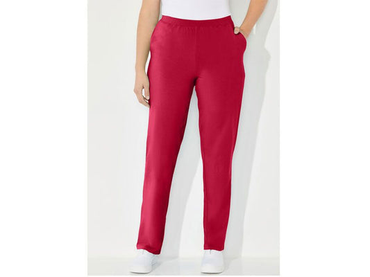 Red Stretch Cotton Plus Size Women Pants PSW-5894