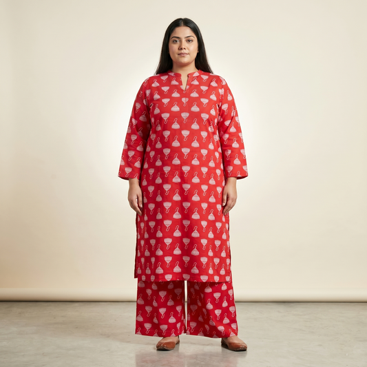 Red Jhumka Print Lawn Co-ord Set PSW-11138