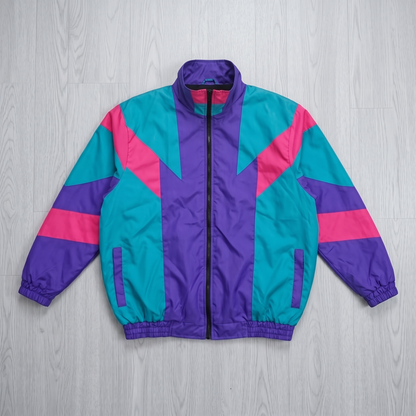Retro 80s Color Block Windbreaker Unisex Jacket PSM-11713