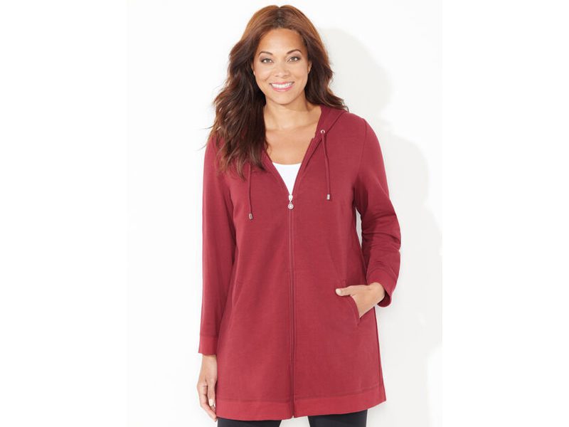 Rich Burgundy Plus Size Women French Terry Hoodie PSW-6061