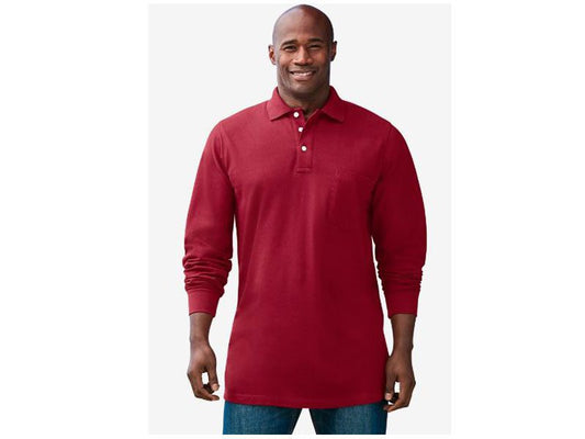 Rich Burgundy Big & Tall Long Sleeve B Grade Polo Shirt PSM-4349B