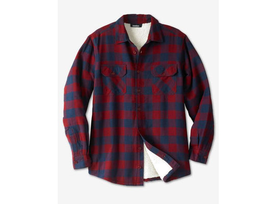 Rich Burgundy Plaid Flannel Sherpa Lined Shirt PSM-6574