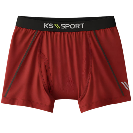 Rich Burgundy Performance Boxer Briefs with breathable mesh and tagless waistband – Cotton/Polyester blend