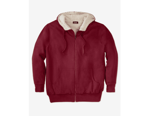 Burgundy Big and Tall Size Sherpa Lined Fleece Hoodie PSM-7492