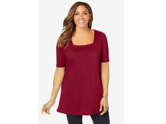 Rich Burgundy Square Neck Tunic PSW-7176