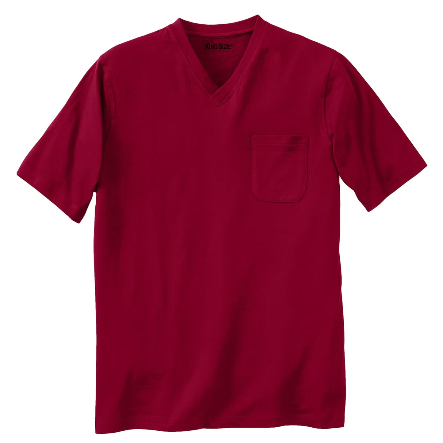 Rich Burgundy V-Neck Pocket T-Shirt for Plus-Size Men – Big & Tall Cotton Tee