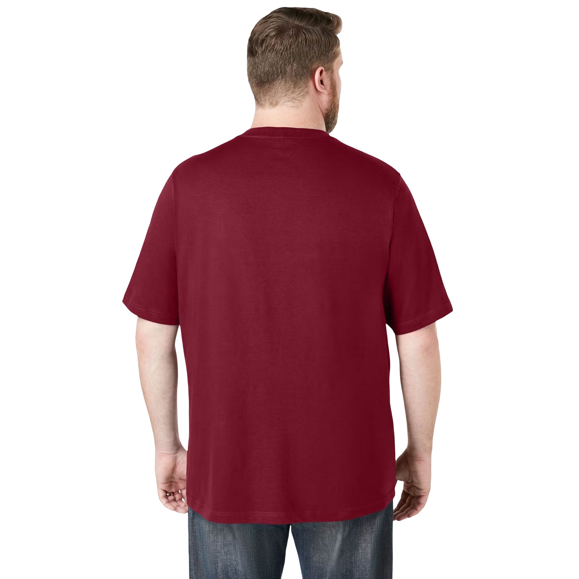 Rich Burgundy V-Neck Pocket T-Shirt for Plus-Size Men – Big & Tall Cotton Tee