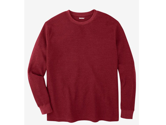 Rich Burgundy Waffle Knit Thermal Crewneck T-Shirt PSM-3863