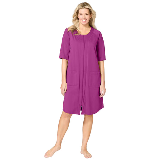 Flat-lay of Rich Magenta French Terry Robe on neutral background