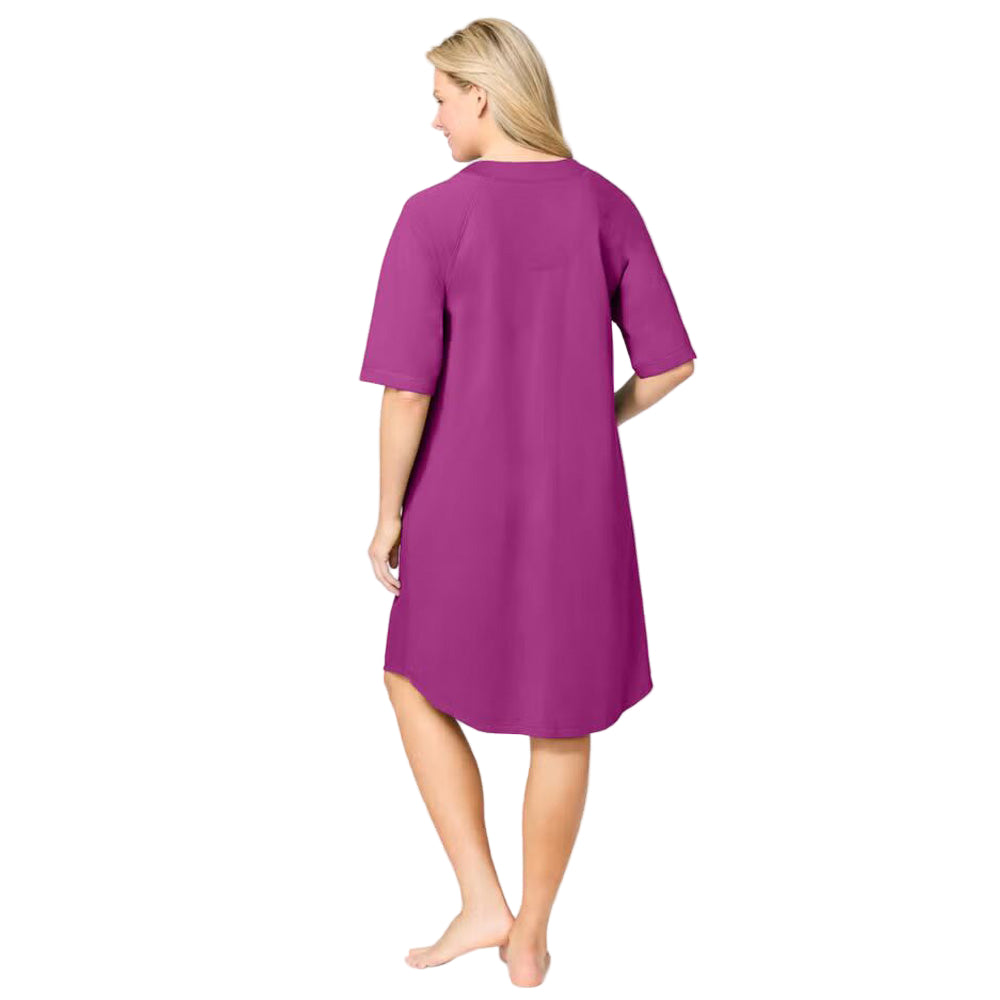 Flat-lay of Rich Magenta French Terry Robe on neutral background
