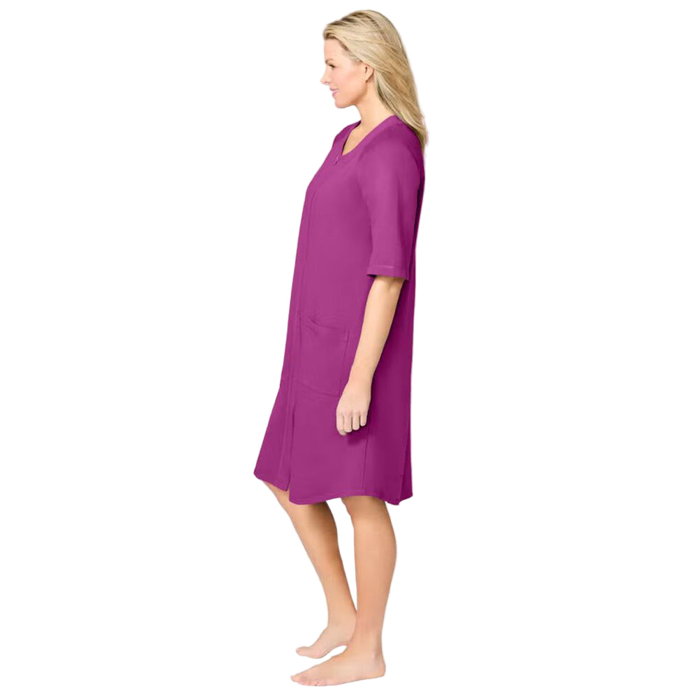 Flat-lay of Rich Magenta French Terry Robe on neutral background