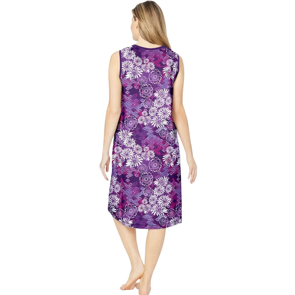 Rich Violet Floral Sleeveless Short Lounger – Lounge and Casual Wear