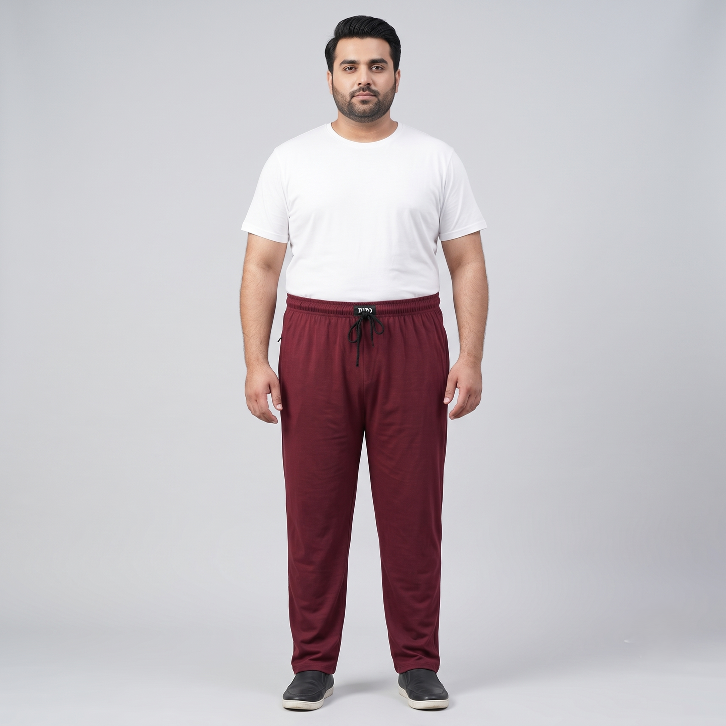 Rich Burgundy UrbanEase Plus Jersey Trousers With Zip Pockets PSM-8387