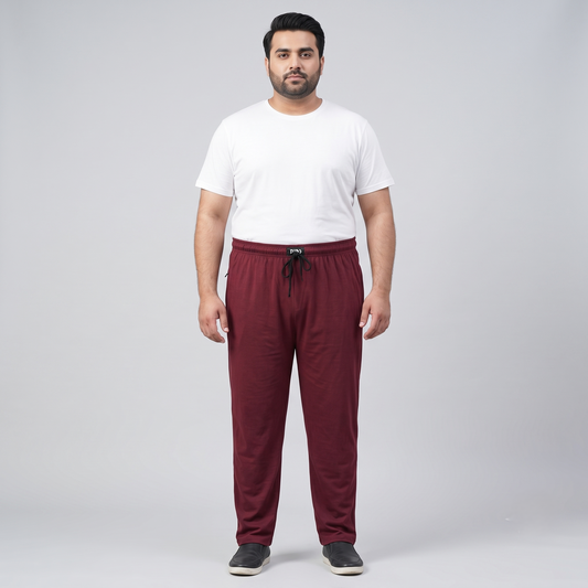 Rich Burgundy UrbanEase Plus Jersey Trousers With Zip Pockets PSM-8387