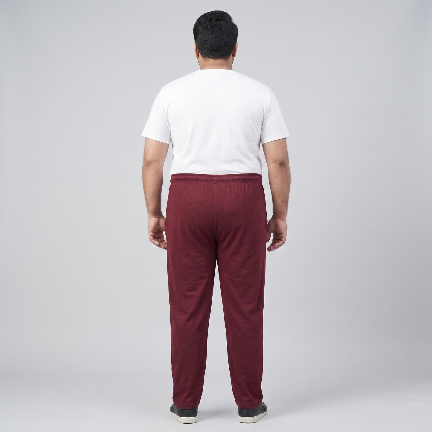 Rich Burgundy UrbanEase Plus Jersey Trousers With Zip Pockets PSM-8387
