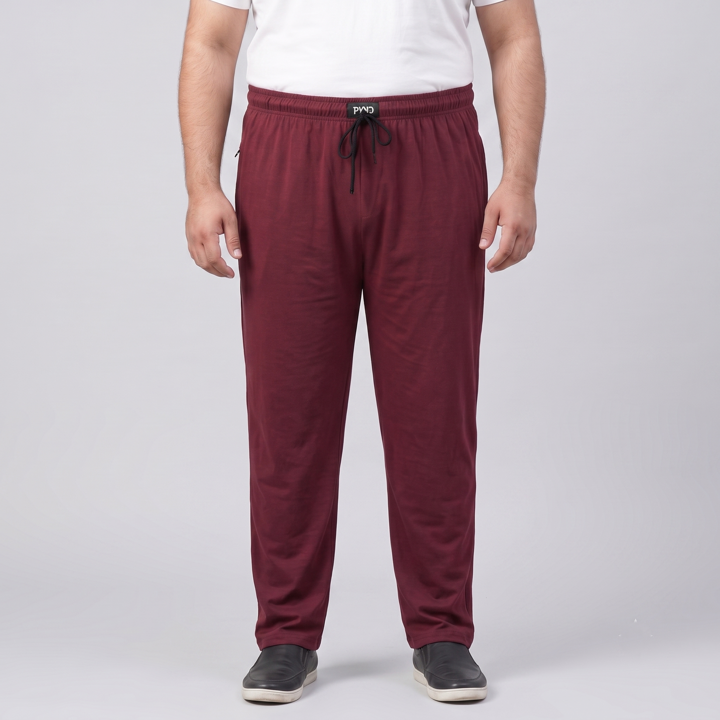 Rich Burgundy UrbanEase Plus Jersey Trousers With Zip Pockets PSM-8387