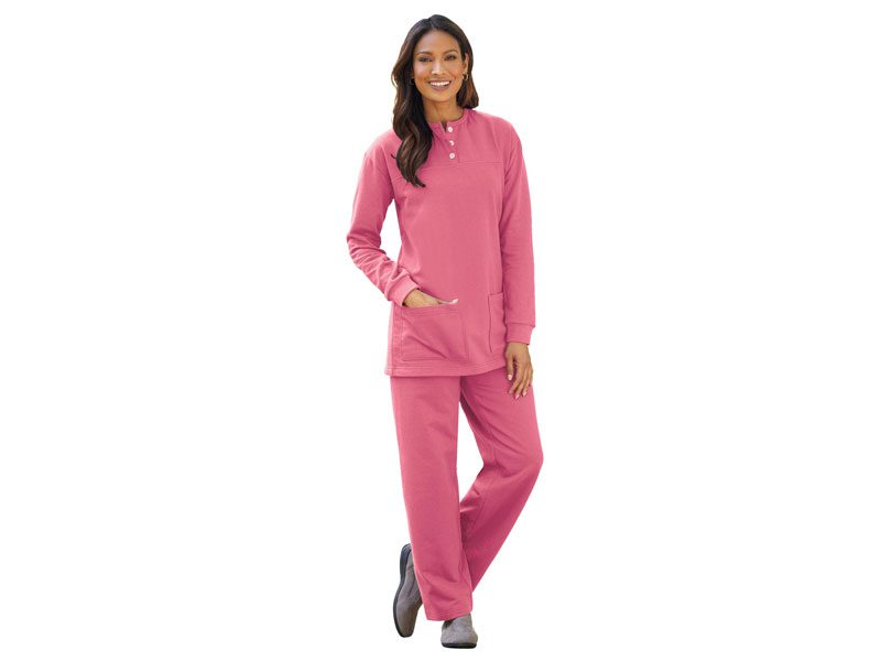 Rose Fleece Henley Pajama Set PSW-6530